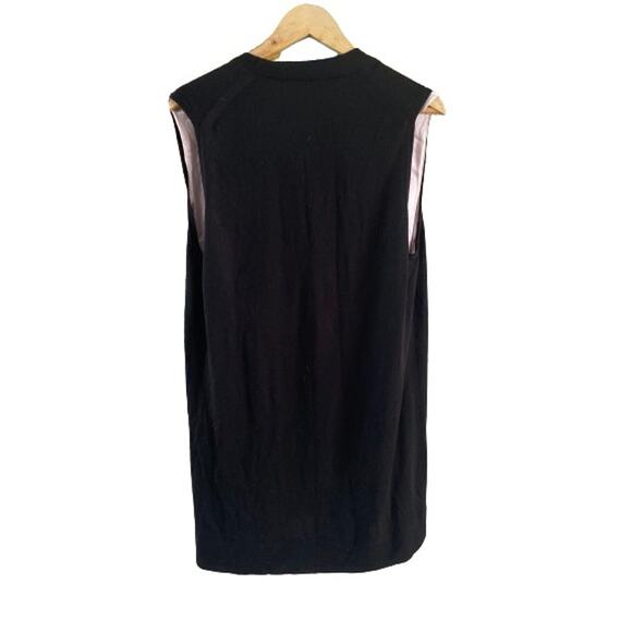 IISLI New York Womens Black Wool Silk Long Tunic Vest Sleeveless Cardigan Sz S - Picture 3 of 11